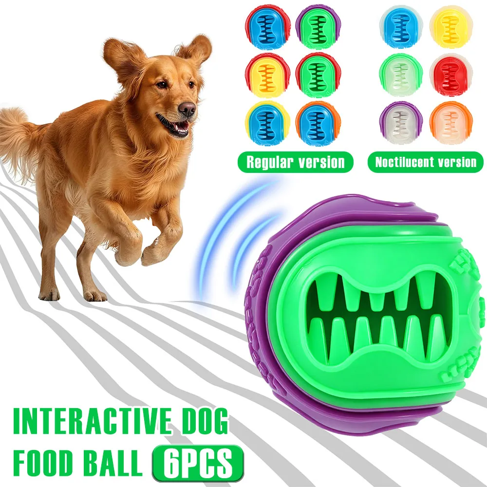 Rubber Treat Dispensing Dog Toy - Set di 6 Palline Interattive per