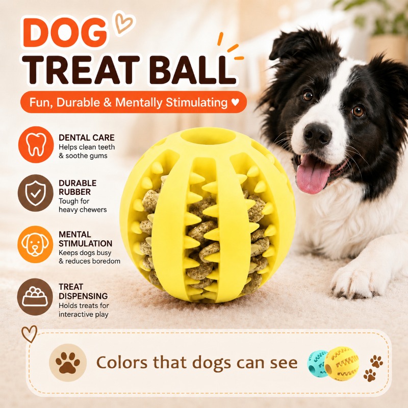 Rubber Treat Dispensing Dog Toy - 1 Pezzo Pallina Interattiva Dispensatrice di