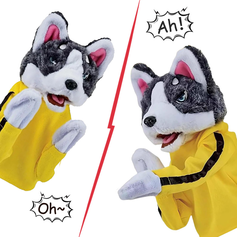 Interactive Squeaky Plush Dog Toy - Kid Kung Fu Husky Guanti Giocattolo